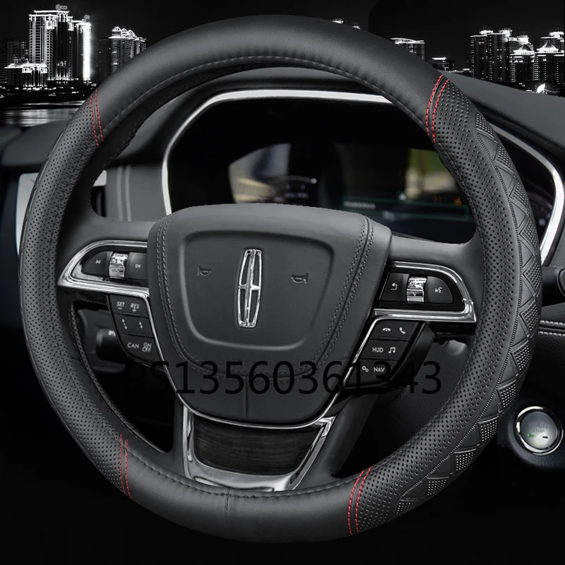 

For Lincoln steering wheel cover leather Corsair MKZ MKC MKX Nautilus Navigator Aviator Continental grip cover