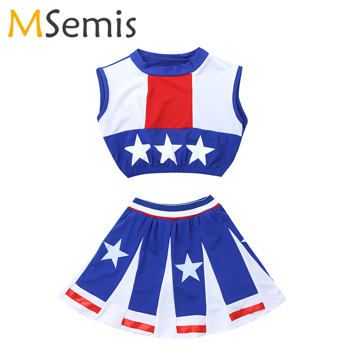 Blue 2Pcs Kids Girls Jazz Modern Dance Performance Costumes Outfit Stars Stripes Sleeveless Top Pleated A-line Skirt Set
Blue 2Pcs Kids Girls Jazz Modern Dance Performance Costumes Outfit Stars Stripes Sleeveless Top Pleated A-line Skirt Set