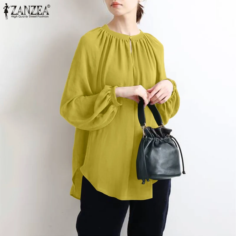 2021 Spring O Neck Long Puff Sleeve Blouse Women Solid Work Office Shirts ZANZEA Vintage Irregular Hem OL Tops Female
2021 Spring O Neck Long Puff Sleeve Blouse Women Solid Work Office Shirts ZANZEA Vintage Irregular Hem OL Tops Female