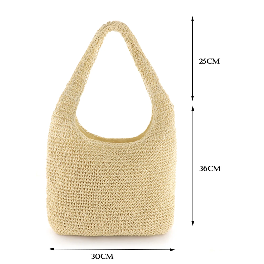 Fashion Women Solid Color Underarm Bags Beach Vacation Straw Woven Top-handle Handbags Ladies Casual Large Capacity Shoulder Bag
Fashion Women Solid Color Underarm Bags Beach Vacation Straw Woven Top-handle Handbags Ladies Casual Large Capacity Shoulder Bag