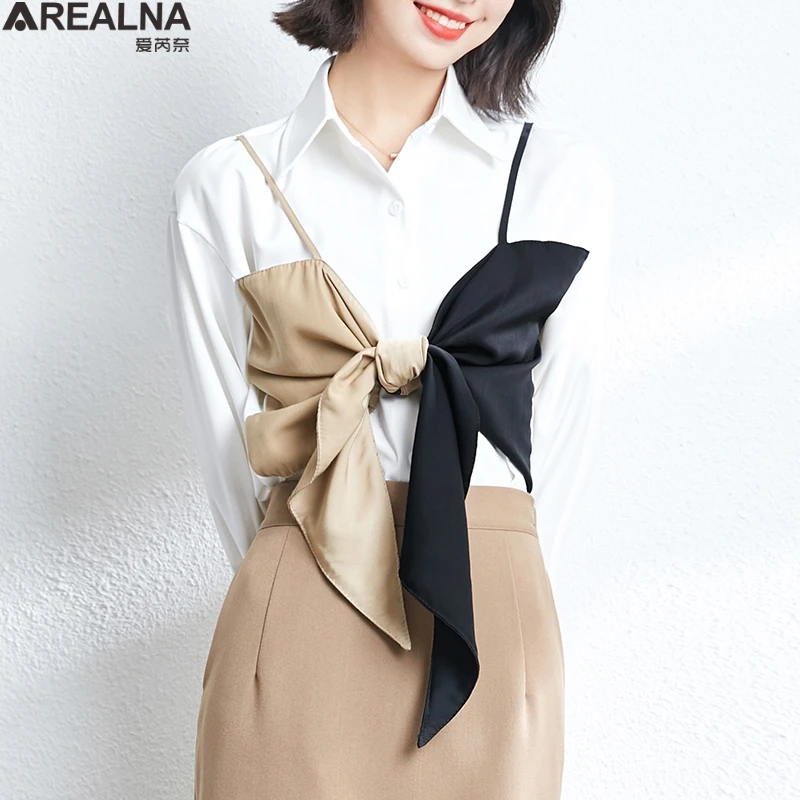 Long Sleeve Blouse Women Shirts Korean Fake Two Pieces Patchwork bow white Shirt Casual Woman OL Blouses Loose Tops Blusas Mujer
Long Sleeve Blouse Women Shirts Korean Fake Two Pieces Patchwork bow white Shirt Casual Woman OL Blouses Loose Tops Blusas Mujer