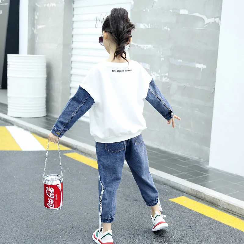 2020 Summer Girls Tracksuit Kids Costume Children's Clothing Patchwork Cartoon Top +Jeans Kids Sport Suits For Girls Clothes Set
2020 Summer Girls Tracksuit Kids Costume Children's Clothing Patchwork Cartoon Top +Jeans Kids Sport Suits For Girls Clothes Set