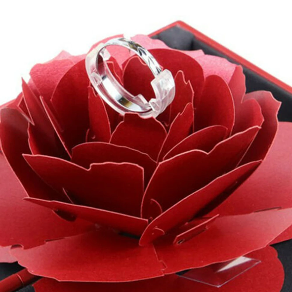 Valentine's Day 3D Folding Ring Box Rotating Rose Birthday Wedding Ring Box Jewelry Display Engagement Boxes Gift Storage Holder
Valentine's Day 3D Folding Ring Box Rotating Rose Birthday Wedding Ring Box Jewelry Display Engagement Boxes Gift Storage Holder