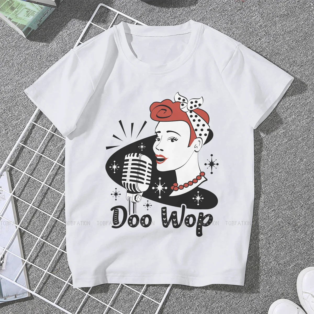 

Doo Wop Vintage 50s Sock Hop Dance Party Women TShirt Pin Up Girl Model Pop Art Girls Basic Tops Female T Shirt Hipster Gift
