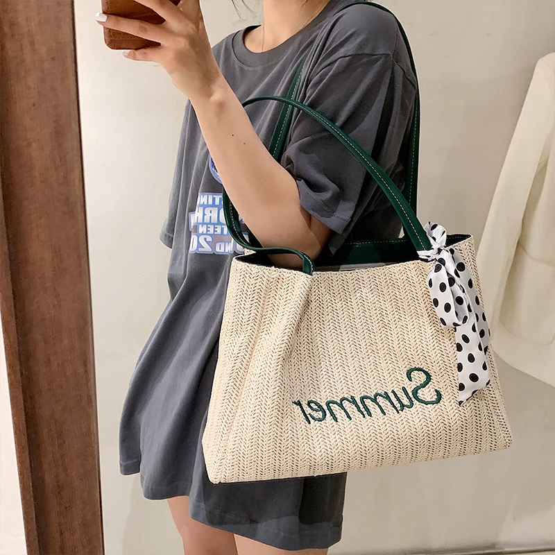 Large Tote bag 2021 Summer New High-quality Straw Women's Designer Handbag High capacity Ribbon Shoulder Bags straw Shopping bag
Large Tote bag 2021 Summer New High-quality Straw Women's Designer Handbag High capacity Ribbon Shoulder Bags straw Shopping bag