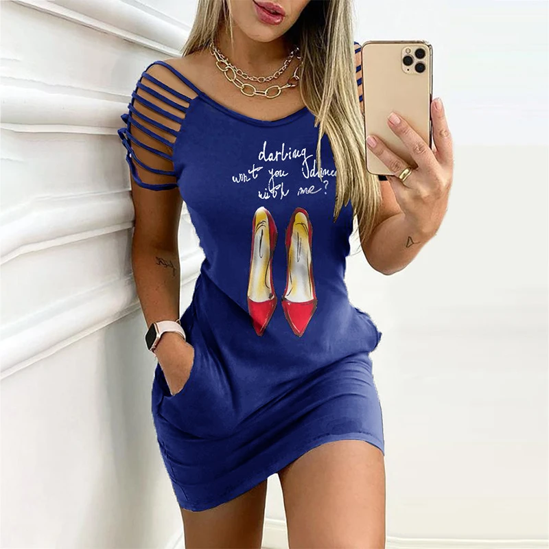 Pockets Red High heels Shoulder Hollow Personality Sexy Mini Dress High Heels Ribbons Summer Fashion Women Short Sleeve Sexy
Pockets Red High heels Shoulder Hollow Personality Sexy Mini Dress High Heels Ribbons Summer Fashion Women Short Sleeve Sexy