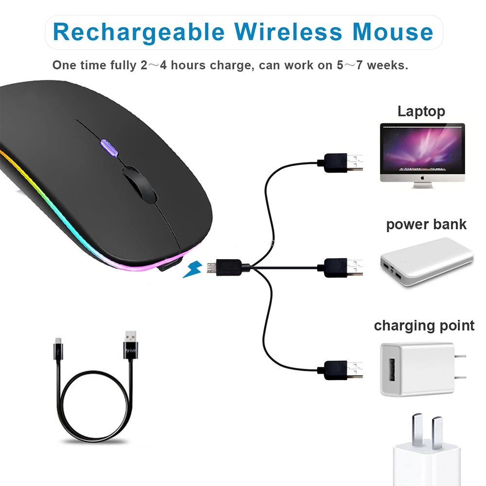 Wireless Mouse RGB Bluetooth Ultra-thin LED Colorful Lights For Laptop Computer Gaming Mouse Macbook Computer
Wireless Mouse RGB Bluetooth Ultra-thin LED Colorful Lights For Laptop Computer Gaming Mouse Macbook Computer