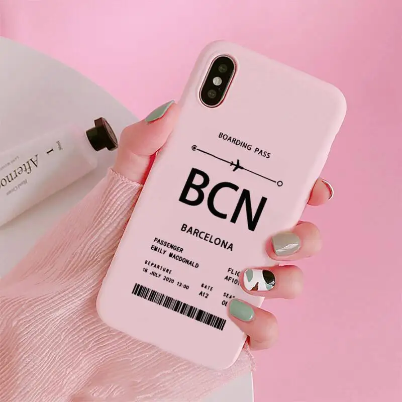 Personalised Plane Ticket Coque Phone Case Candy Color Pink for iPhone 11 pro XS MAX 8 7 6 6S Plus X 5S SE 2020 XR
Personalised Plane Ticket Coque Phone Case Candy Color Pink for iPhone 11 pro XS MAX 8 7 6 6S Plus X 5S SE 2020 XR