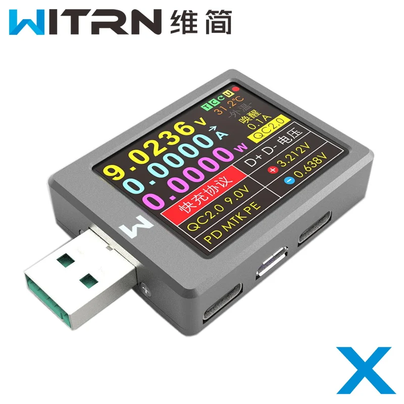 

WITRN-X-MFI Current and Voltage Meter USB Tester QC4+PD3.0 2.0 PPS Fast Charging Protocol Capacity