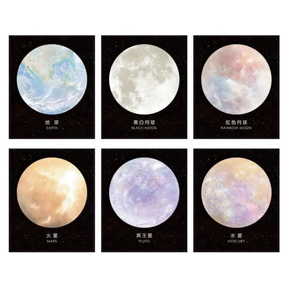

Space Planet Memo Paper Pad Earth Pluto and Moon Mini Notepads Memo Notes Sticker Planner Posted Pad Stickers Index Station P2P4