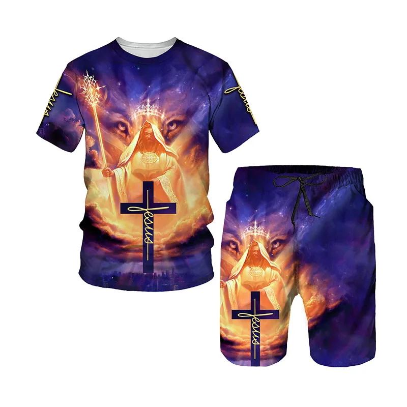 Men's Sportswear Tracksuit O Neck Short Sleeve Men's Clothing Suit Summer New 3D Cross Lion Printed Men's T-shirt Shorts Set
Men's Sportswear Tracksuit O Neck Short Sleeve Men's Clothing Suit Summer New 3D Cross Lion Printed Men's T-shirt Shorts Set