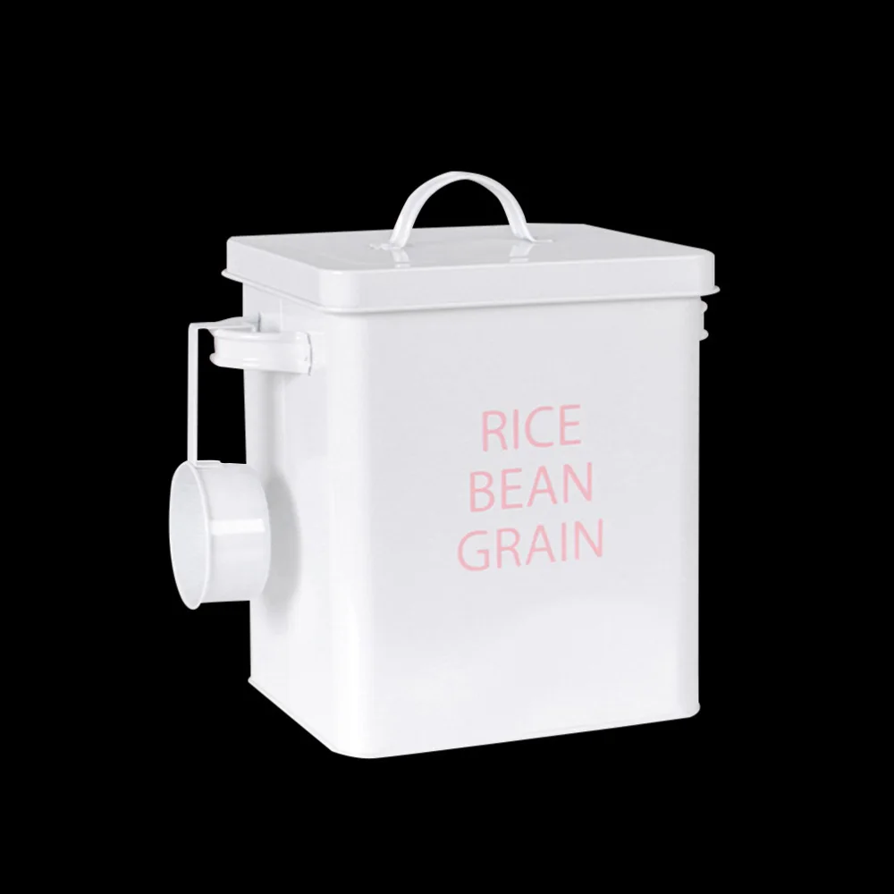 White Pet Food Metal Container Sealed Bucket Moisture-proof Airtight Canister Grain Storage with Spoon for Dog
White Pet Food Metal Container Sealed Bucket Moisture-proof Airtight Canister Grain Storage with Spoon for Dog