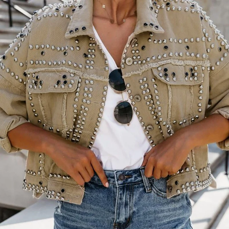 Women Long Sleeve Casual Loose V-neck Jacket 2021 Fashion Short Wash Denim Locomotive Style Jacket Shirt Female Solid Rivet Coat
Women Long Sleeve Casual Loose V-neck Jacket 2021 Fashion Short Wash Denim Locomotive Style Jacket Shirt Female Solid Rivet Coat