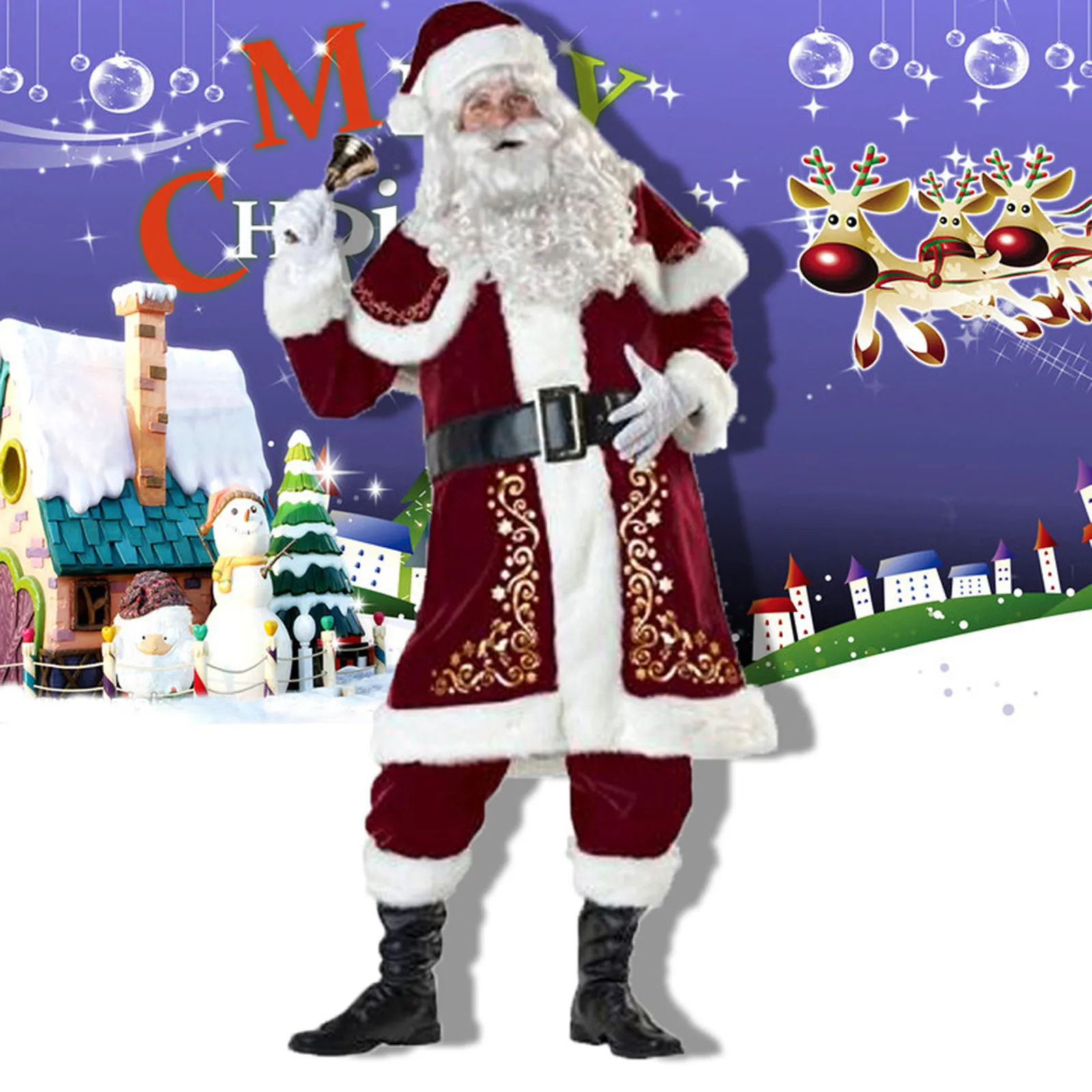 Christmas Santa Claus Costume Beard Lots Men/Women Cosplay Santa Claus Clothes Dress In Christmas Men Costume Suit For Adults
Christmas Santa Claus Costume Beard Lots Men/Women Cosplay Santa Claus Clothes Dress In Christmas Men Costume Suit For Adults