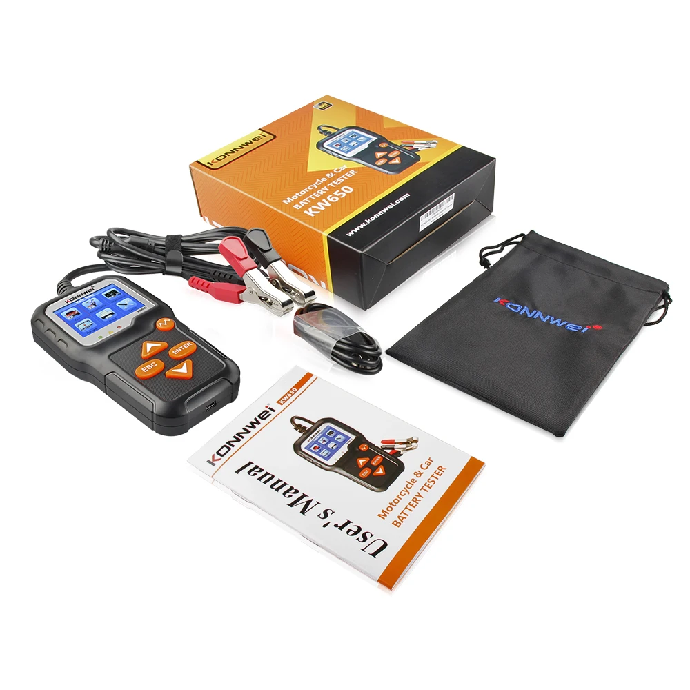 KONNWEI KW650 Car Motorcycle Battery Tester 12V 6V Battery System Analyzer 2000CCA Charging Cranking Test Tools for the Car
KONNWEI KW650 Car Motorcycle Battery Tester 12V 6V Battery System Analyzer 2000CCA Charging Cranking Test Tools for the Car