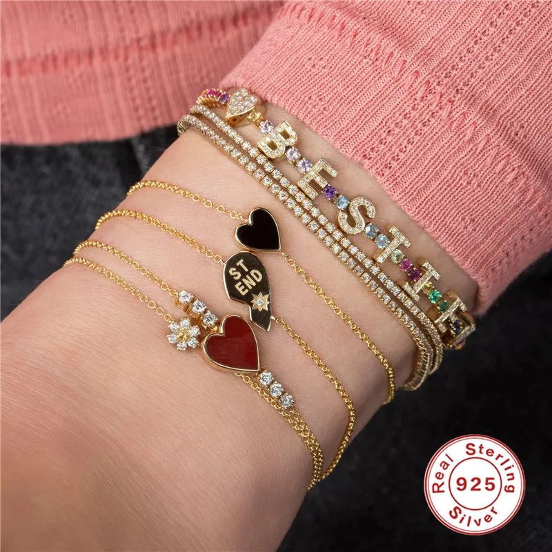 KOJ 925 Sterling Silver Rainbow Bracelets With Mini Zircon 2 In 1 Best Friend Heart Plata Women Pulsera For Friend Birthday Gift
KOJ 925 Sterling Silver Rainbow Bracelets With Mini Zircon 2 In 1 Best Friend Heart Plata Women Pulsera For Friend Birthday Gift