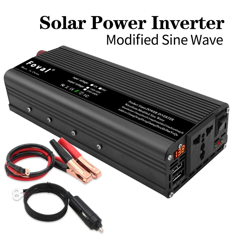 2600W Power Inverter LED Dual USB DC 12V to AC 220V Portable Charger Converter Adapter Modified Sine Wave for home TV phone
2600W Power Inverter LED Dual USB DC 12V to AC 220V Portable Charger Converter Adapter Modified Sine Wave for home TV phone