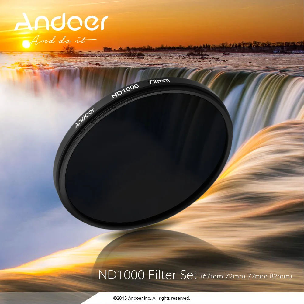 Andoer 67 72 82 мм ND1000 10 стоп фейдер фильтр нейтральной плотности для Nikon Canon DSLR Объектив