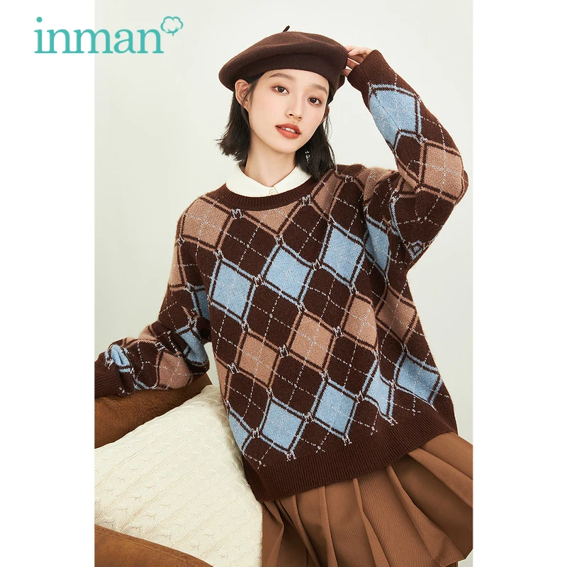 INMAN Women's Sweater Autumn Winter Preppy Korean Retro Vintage Rhomboid Plaid Pullover Casual Top
INMAN Women's Sweater Autumn Winter Preppy Korean Retro Vintage Rhomboid Plaid Pullover Casual Top