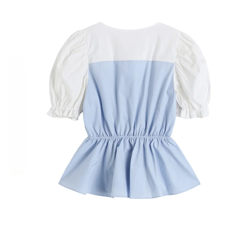 Lace fake two-piece shirt for women contrasted color 2021 summer fashion korean style chic
Lace fake two-piece shirt for women contrasted color 2021 summer fashion korean style chic