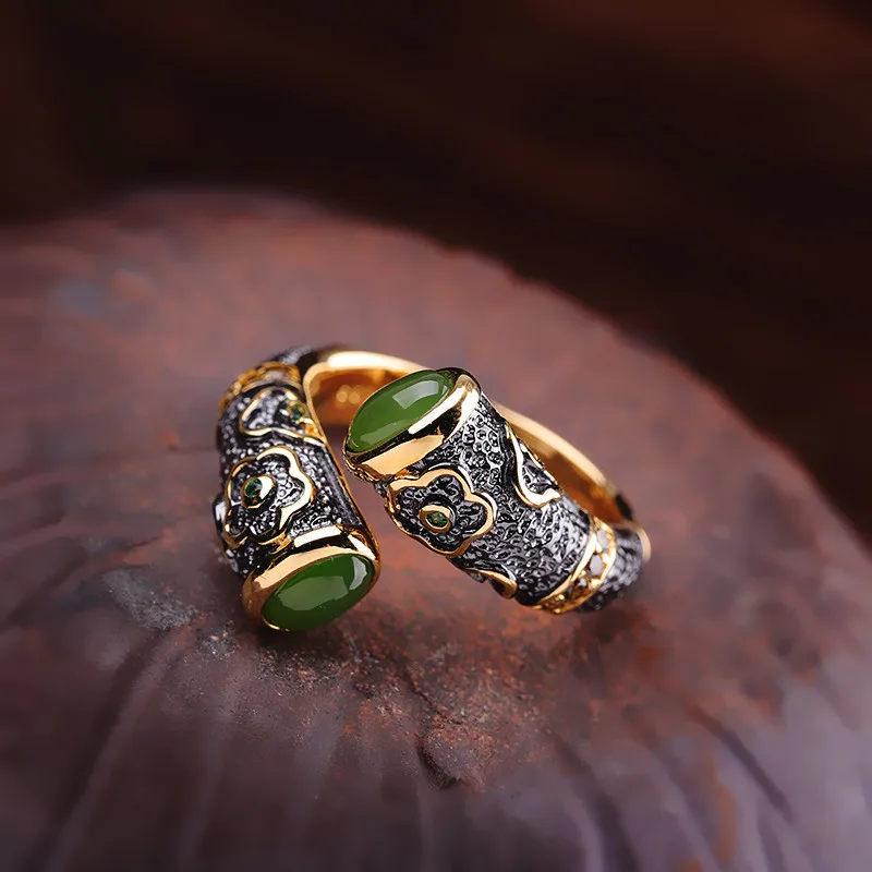 Dainty Female Natural Jade Ring Real 100% 925 Sterling Silver Wedding Rings For Women Vintage Adjustable Flower Engagement Ring
Dainty Female Natural Jade Ring Real 100% 925 Sterling Silver Wedding Rings For Women Vintage Adjustable Flower Engagement Ring