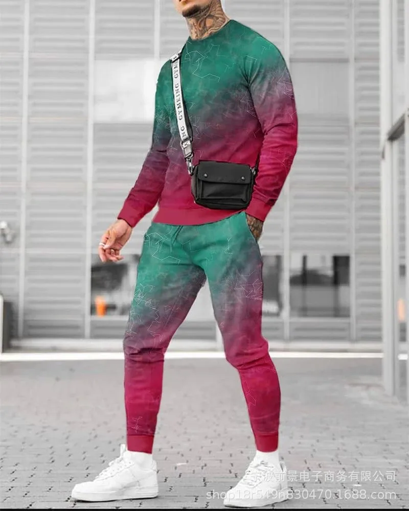 

Осень/Зима ebay горячий стиль 3D печать круглый вырез свитер брюки с длинным рукавом бейсбольная форма спортивный и повседневный костюм
