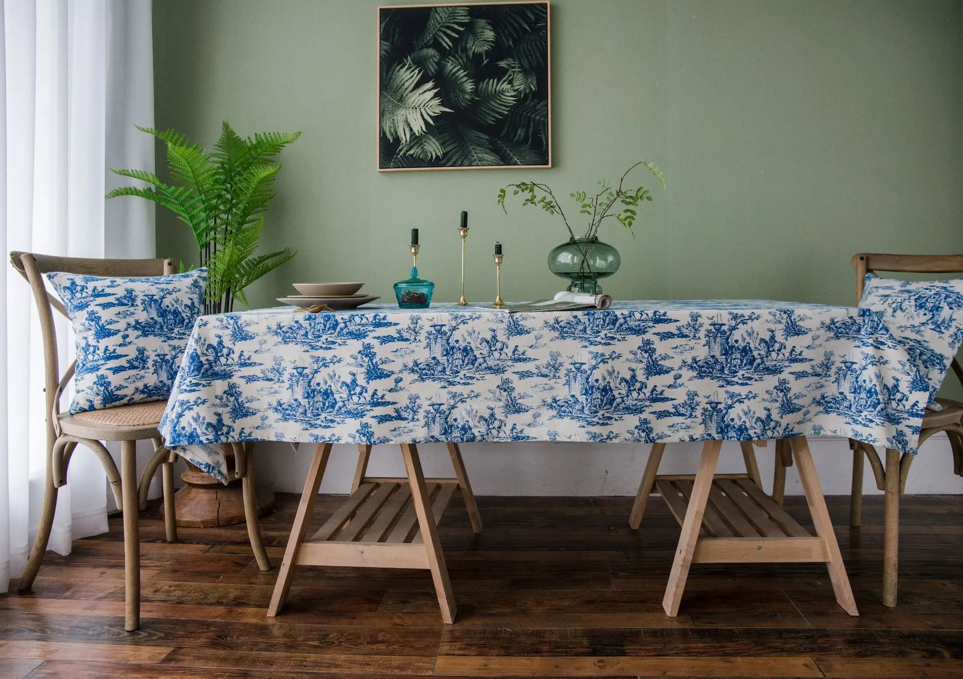Retro Blue Printing Ink Tablecloth Picnic Cloth Coffee Shop Homestay Tablecloth Home Decoration Table Cloth Without Lace 
Retro Blue Printing Ink Tablecloth Picnic Cloth Coffee Shop Homestay Tablecloth Home Decoration Table Cloth Without Lace