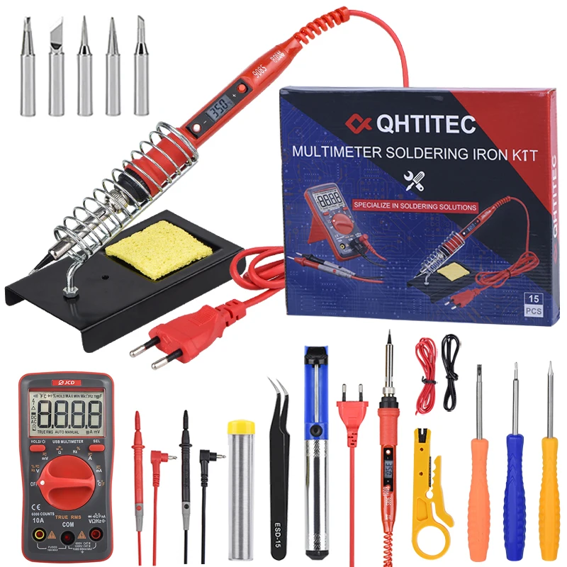 JCD 80W Digital Electric Soldering Iron Kit Temperature Adjustable 220V/110V With Digital Multimeter Welding repair tools Rework
JCD 80W Digital Electric Soldering Iron Kit Temperature Adjustable 220V/110V With Digital Multimeter Welding repair tools Rework