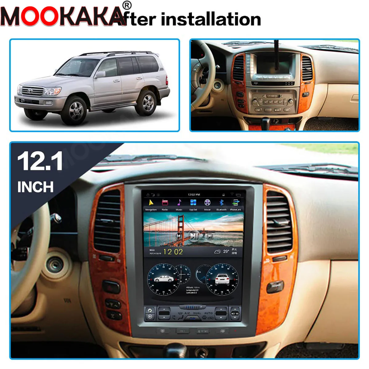 GPS-навигатор на платформе Android 9 0 с вертикальным экраном для Lexus LX470 Toyota LC100 2002-2007