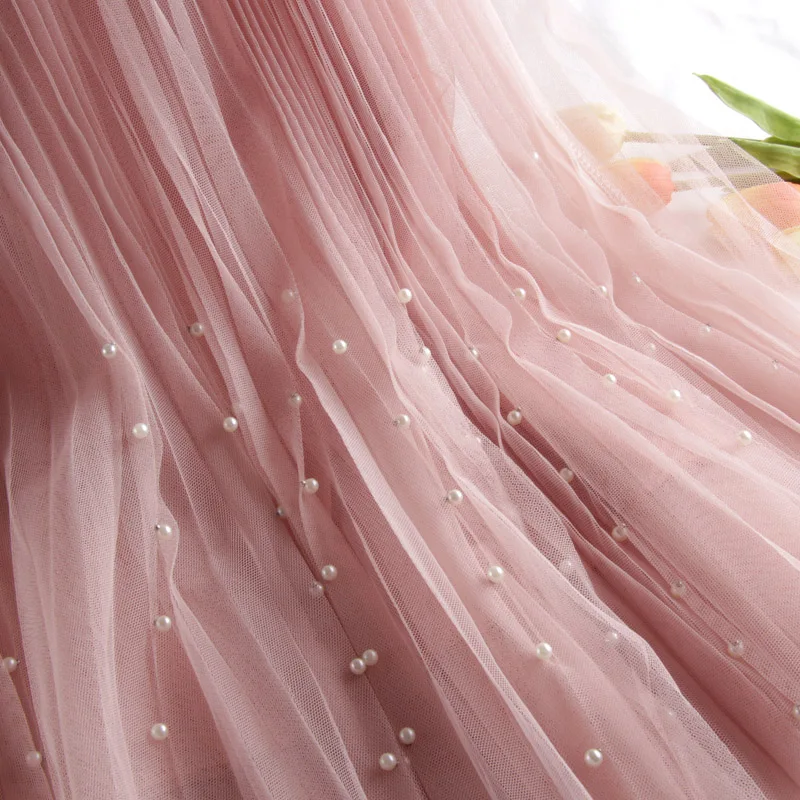 New 2020 Spring Summer Skirts Womens Beading Mesh Tulle Skirt Women Elastic High Waist A Line Mid Calf Midi Long Pleated Skirt
New 2020 Spring Summer Skirts Womens Beading Mesh Tulle Skirt Women Elastic High Waist A Line Mid Calf Midi Long Pleated Skirt