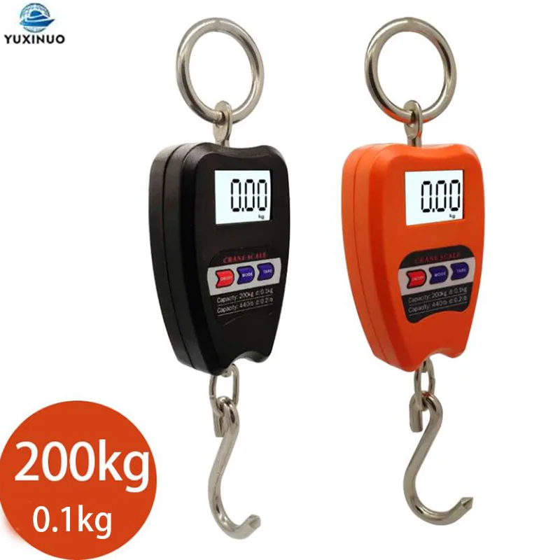 

High Quality Portable Mini LCD Digital Stainless Steel Crane Scale Weight 200kg/0.1kg 200KG/100g Heavy Duty Hanging Hook Scales