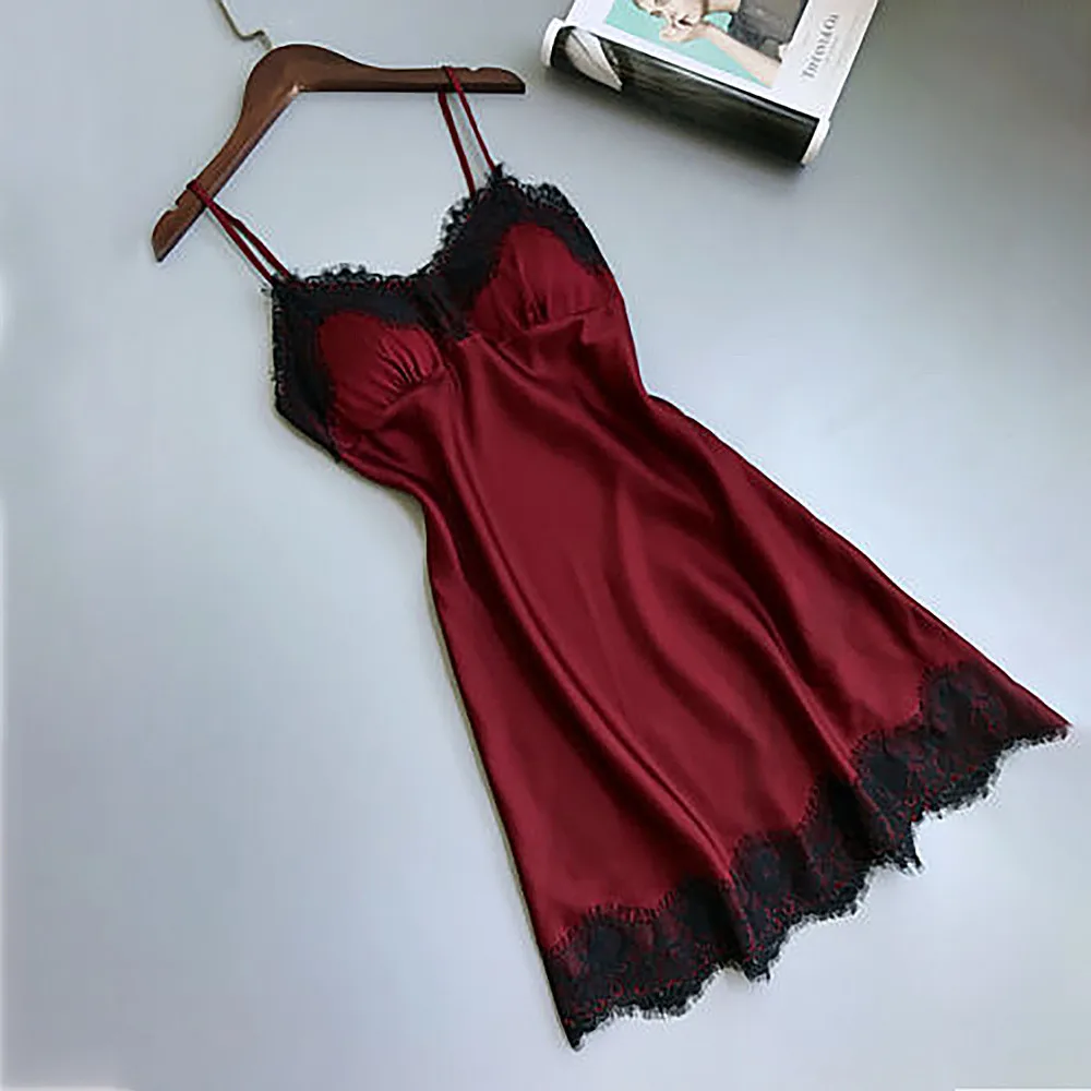 Women Nightdress Sexy Sleepdress Soft Comfortable Satin Lace Sleepwear nightgown Summer Autumn Sling V-neck camisola sexy
Women Nightdress Sexy Sleepdress Soft Comfortable Satin Lace Sleepwear nightgown Summer Autumn Sling V-neck camisola sexy
