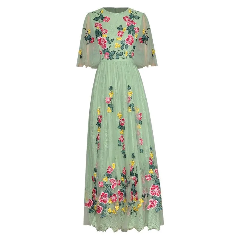 Designer 2022 Spring Summer Dress Women Short Flare Sleeve Embroidery Green Mesh Long Dress Party Vestidos De Fiesta Robe Femme
Designer 2022 Spring Summer Dress Women Short Flare Sleeve Embroidery Green Mesh Long Dress Party Vestidos De Fiesta Robe Femme
