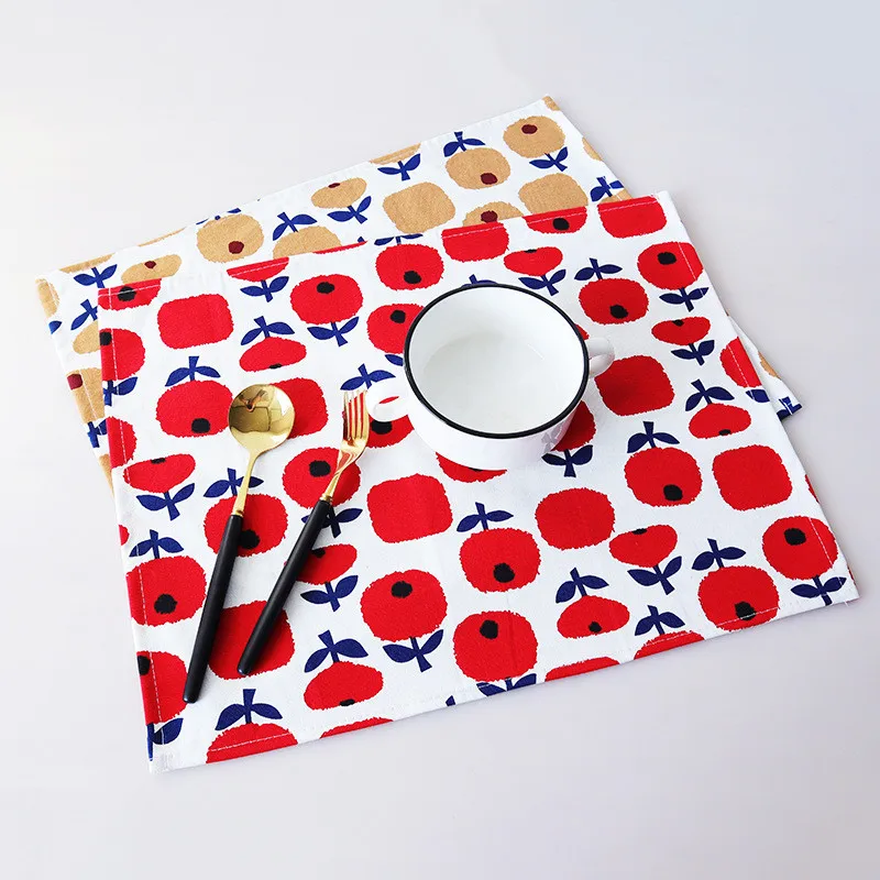 

1Pc 30x40cm Cotton Flower Printed Table Napkins Kitchen Tea Towel Placemat Home Dinner Heat Insulation Table Mat