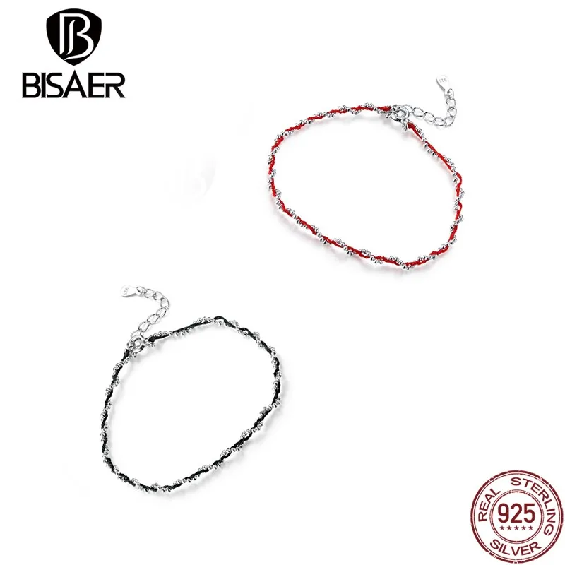BISAER Bracelets Genuine 100% 925 Sterling Silver Black And Red Rope Bracelet New Year Gift For Women Silver Jewelry HSB173-BK
BISAER Bracelets Genuine 100% 925 Sterling Silver Black And Red Rope Bracelet New Year Gift For Women Silver Jewelry HSB173-BK