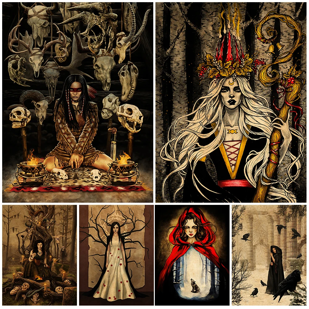 Yule Queen And Green Witch Retro Art Poster And Prints Dark Witchcraft Ritual In The Forest Wall Art Canvas Painting Decoration
Yule Queen And Green Witch Retro Art Poster And Prints Dark Witchcraft Ritual In The Forest Wall Art Canvas Painting Decoration