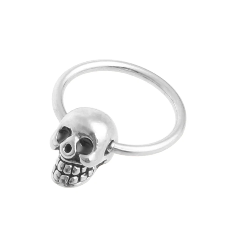 

2021 NEW 1 Pair Stainless Steel Skull Round Hoop Loop Earrings 0.39x0.28"