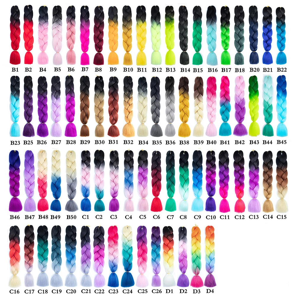 

Wholesale Luminous Ombre Jumbo Braiding Hair 24 Inch 105 Color Afro Pre Stretched Synthetic Hair Extension For Box Twist Braids