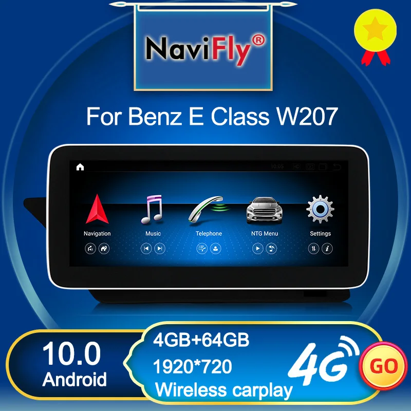 Навигационный мультимедийный плеер NaviFly 1920*720 Carplay 4GB Android 10 для автомобилей Mercedes Benz E class C207 W207 A207 Two door Coupe.