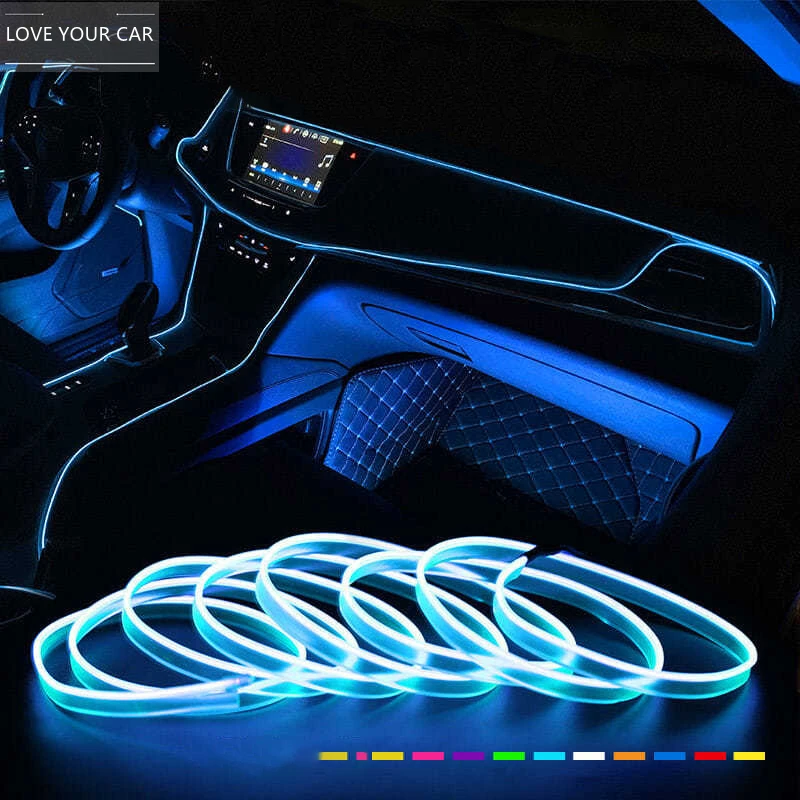 

Car Interior EL Wire Ambient LED Flex Rgb Strip Auto Flexible Atmosphere Neno Tube Soft USB Lamp Lighting Strip Rope Tape Light