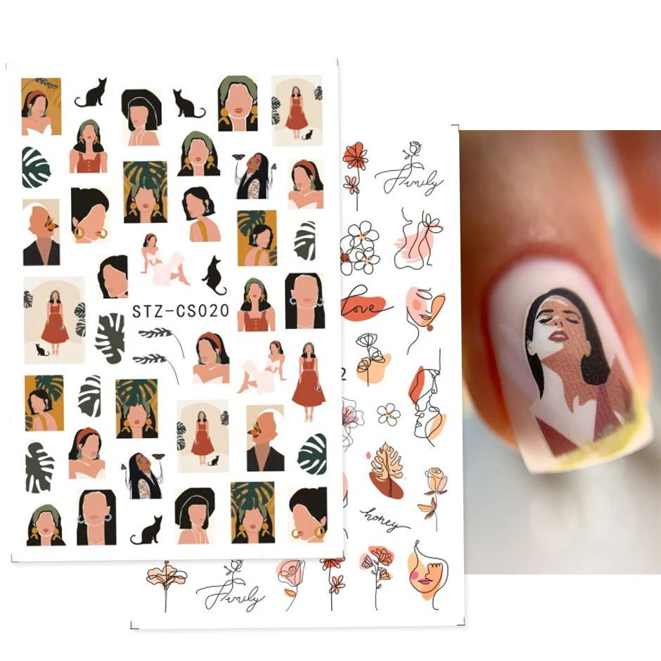 3D Nail Stickers Women Face Abstract Leave Design Sliders Paper Nail Art Decoration Gel Polish Manicure Decals CHSTZCS012-031
3D Nail Stickers Women Face Abstract Leave Design Sliders Paper Nail Art Decoration Gel Polish Manicure Decals CHSTZCS012-031