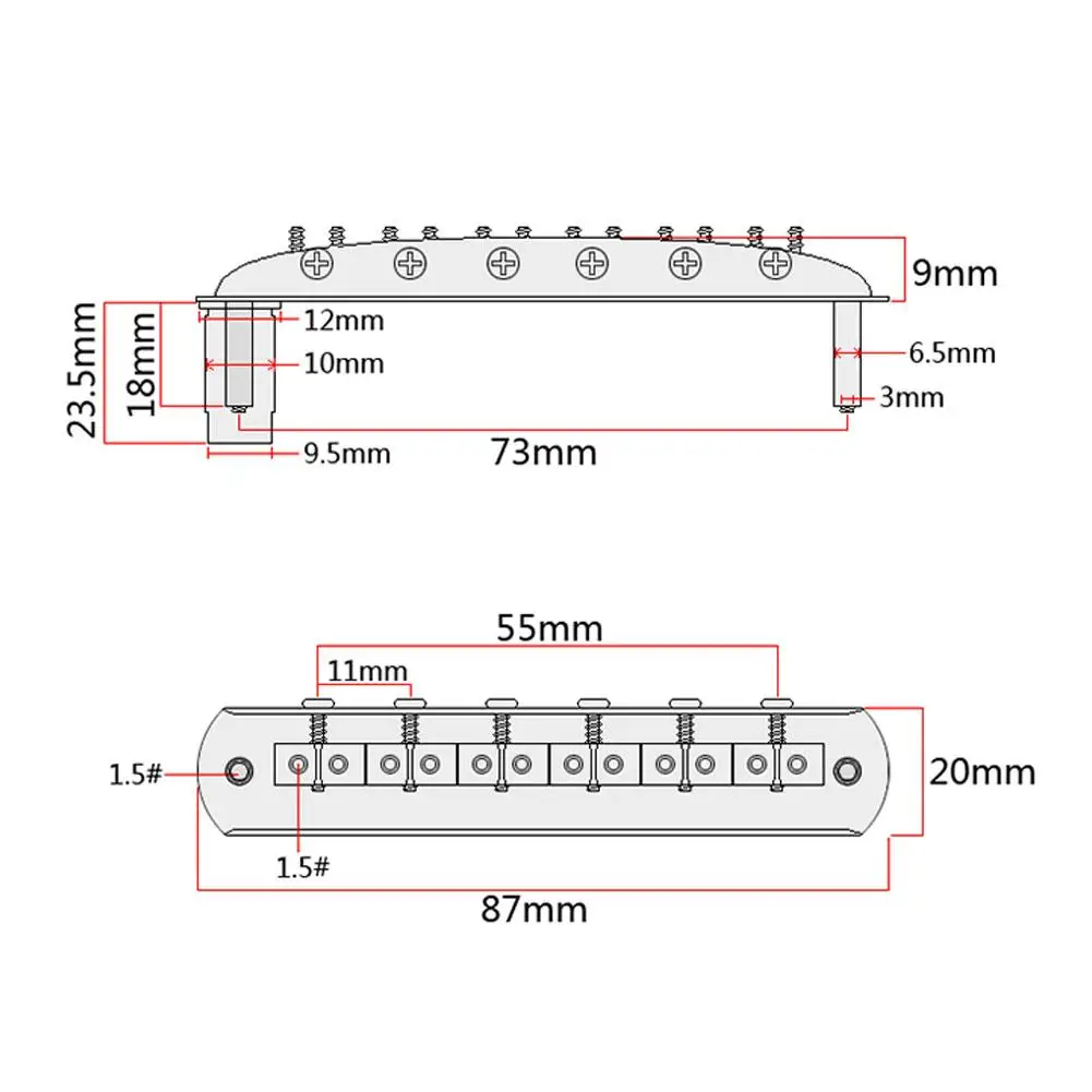 

Guitar Bridge Jazzmaster/Jaguar Style Bridge with Adjustable Barrel Saddles for Mustang Guitar