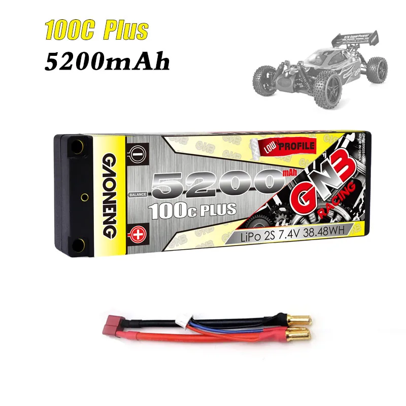 Gaoneng GNB высокий уровень LIPO 2S 7 4 V 5200mAh 100C Plus низкопрофильный жесткий чехол 5 0 мм