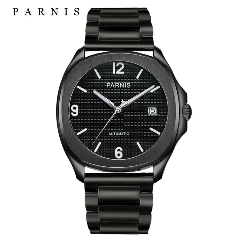 Parnis 38.5mm Black Dial Automatic Watch Men Miyota Movement Stainless Steel Bracelet Mechanical Men's Watches Calendar man gift
Parnis 38.5mm Black Dial Automatic Watch Men Miyota Movement Stainless Steel Bracelet Mechanical Men's Watches Calendar man gift