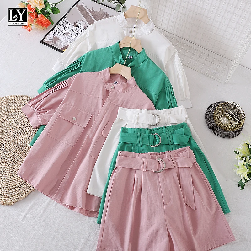 LY VAREY LIN Summer Women Casual Single Breasted Pocket Shirts +High Waist Shorts with Belt Female Tooling Style Two Piece Set
LY VAREY LIN Summer Women Casual Single Breasted Pocket Shirts +High Waist Shorts with Belt Female Tooling Style Two Piece Set