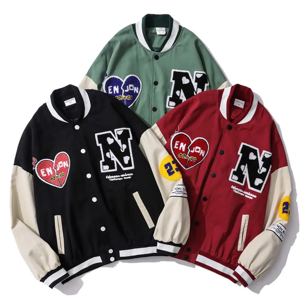 Jackets for Men Baseball Uniform Embroidery Flocking Symbols Cotton Fabric Single-breasted Harajuku Hip Hop Streetwear Coat
Jackets for Men Baseball Uniform Embroidery Flocking Symbols Cotton Fabric Single-breasted Harajuku Hip Hop Streetwear Coat