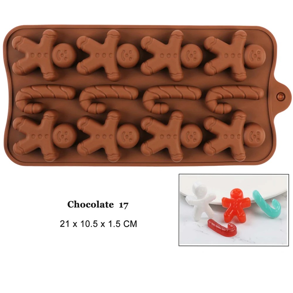 Silicone Chocolate Mold Christmas Crutch Gingerbread Man Bakeware for Chocolate Candy Fudge Ice Jelly Cake Decoration DIY
Silicone Chocolate Mold Christmas Crutch Gingerbread Man Bakeware for Chocolate Candy Fudge Ice Jelly Cake Decoration DIY