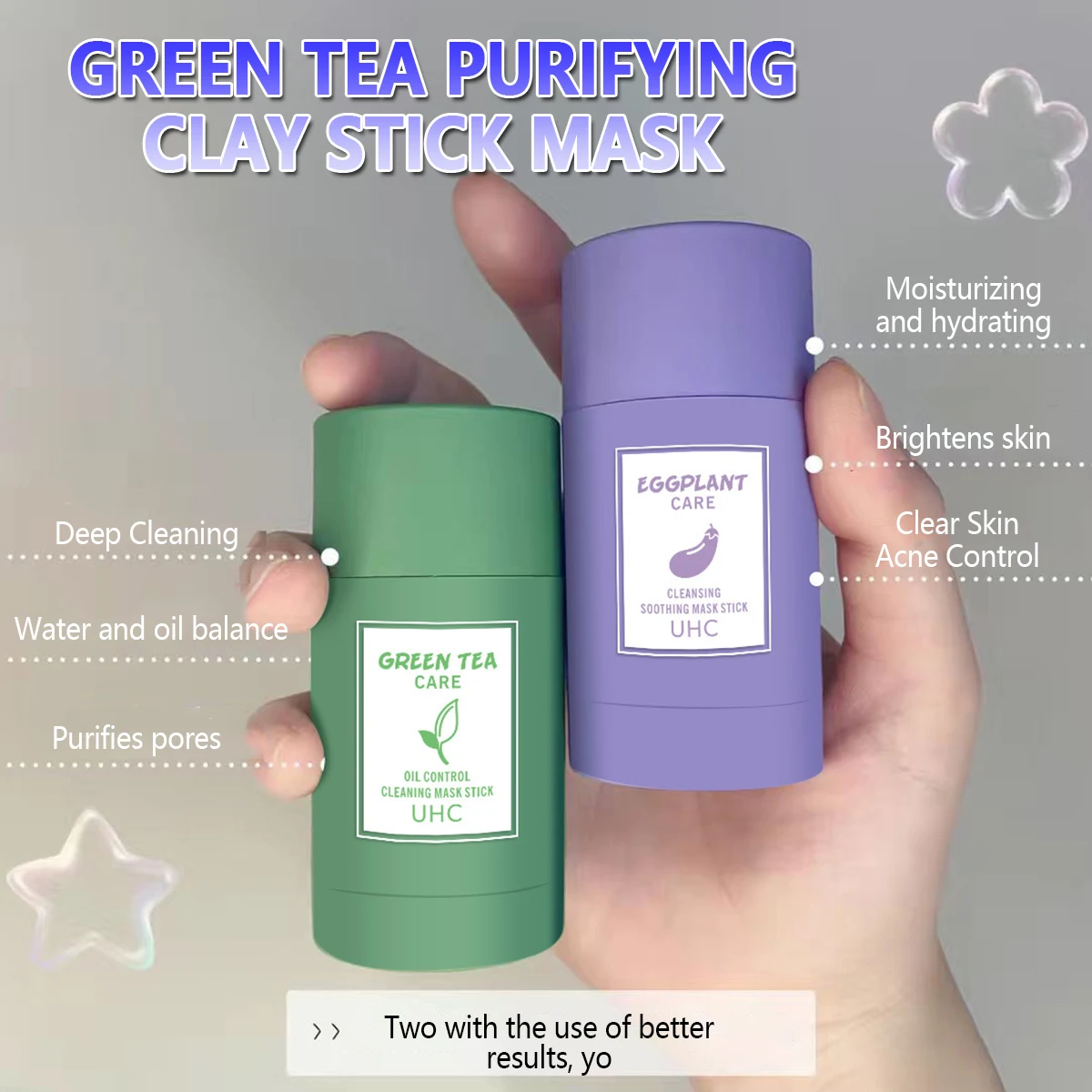 Green Tea Cleansing Solid Mask Eggplant Purifying Clay Stick Mask Oil Control Anti-Acne Eggplant Whitening Mud Facial Skin Care
Green Tea Cleansing Solid Mask Eggplant Purifying Clay Stick Mask Oil Control Anti-Acne Eggplant Whitening Mud Facial Skin Care