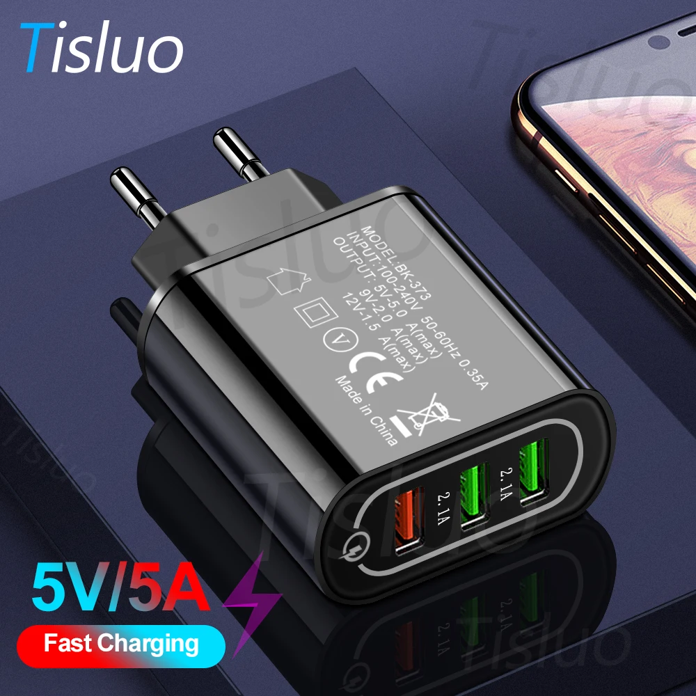 Зарядное устройство Tisluo USB для телефона быстрая зарядка 3 0 Samsung S8 S9 Xiaomi mi 8 Huawei