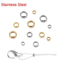 100pcs Gold Color Stainless Steel Crimp End Beads 2 2.5 3 mm Round Stopper Spacer Beads For DIY Necklace Jewelry Making Supplies